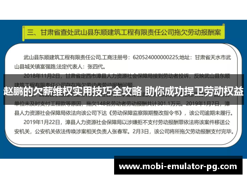赵鹏的欠薪维权实用技巧全攻略 助你成功捍卫劳动权益 赵鹏的欠薪维权实用技巧全攻略 助你成功捍卫劳动权益